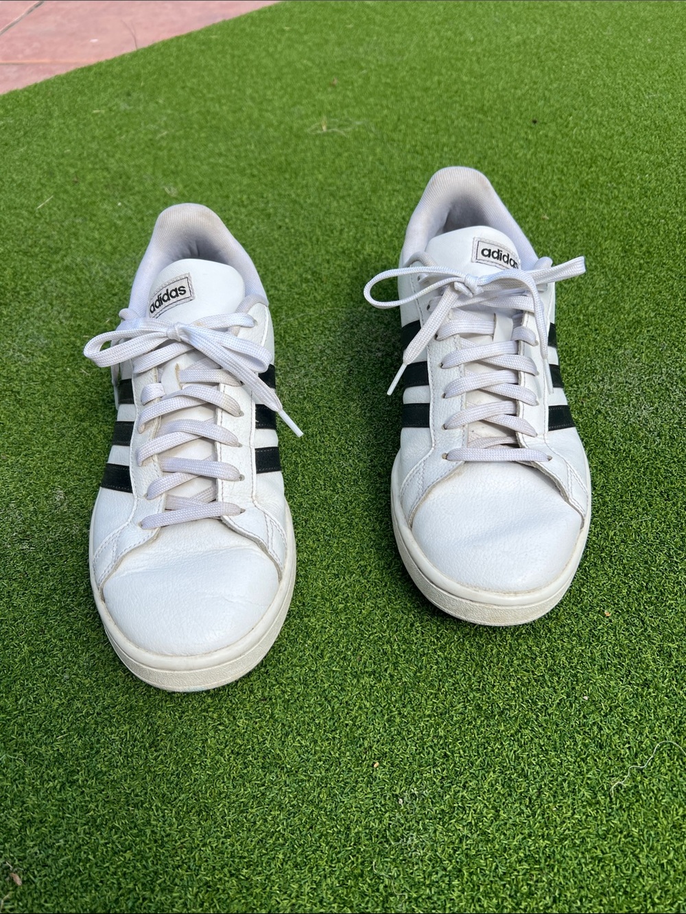 adidas White Sneakers with Black Three-Stripes